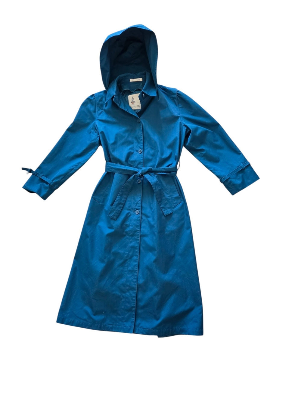 Misty Harbor Women’s Hooded Trench Coat in Teal Blue - Casual Wrap Style